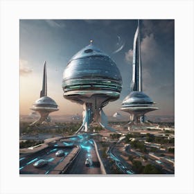 Futuristic City 342 Canvas Print