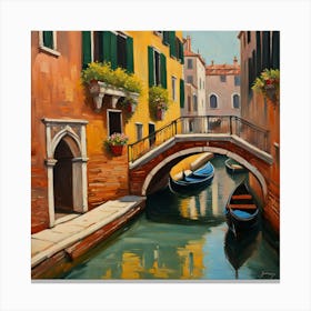 AI generated oil painting of Venice architecture and water canal. Canvas Print
