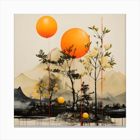 Ethereal Peaks In Tangerine Hues Canvas Print