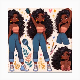 Black Girl With Curly Hair Canvas Print