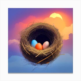 Easter Eggs In A Nest 137 Canvas Print