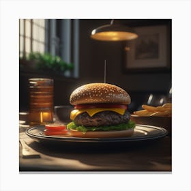 Burger On A Plate 94 Canvas Print