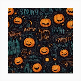 Halloween Pumpkins Seamless Pattern Canvas Print