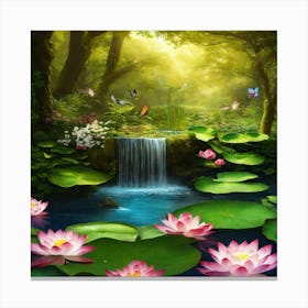 Water Lilies In The Forest Canvas Print