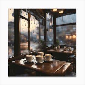 Coffee Shop In The Rain Canvas Print