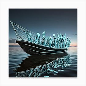 Futuristic Open Boat Cubism Style Canvas Print