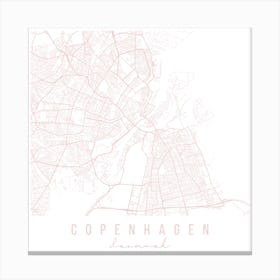 Copenhagen Denmark Light Pink Minimal Street Map Square Canvas Print