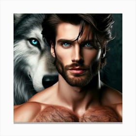 Wolf And Man Canvas Print