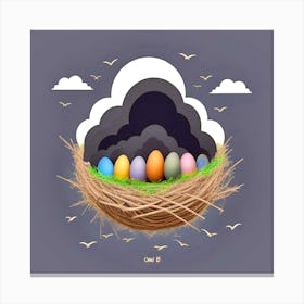 Easter Eggs In A Nest 121 Canvas Print