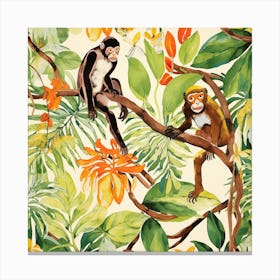 Monkeys In The Jungle 3 Canvas Print