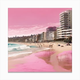 Bondi Beach, Sydney, Australia Pink Photography 2 Canvas Print