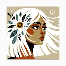 Girl With Flowers In Her Hair 1 Canvas Print