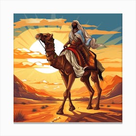 Camel Rider In The Desert Canvas Print