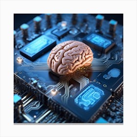 Brain On A Circuit Board 68 Canvas Print