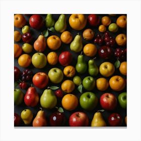 Colorful Fruits On A Black Background 1 Canvas Print