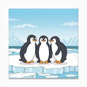 Penguins On Ice Canvas Print