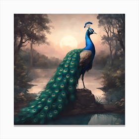 Peacock Painting Canvas Print