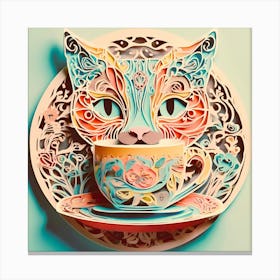 Bohemian Cat And Cup Canvas Print