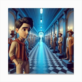 Boy In A Hallway Canvas Print