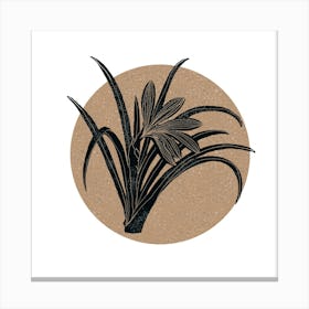 Flower Plant Floral Leaves Linocut Nature Wall Art Decorative Canvas Print