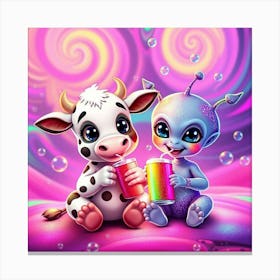 Aliens And Cows Canvas Print