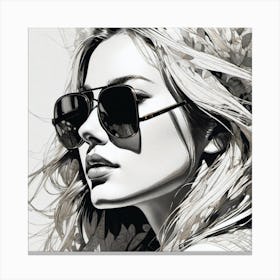 Portrait Of A Woman Wearing Sunglasses Canvas Print
