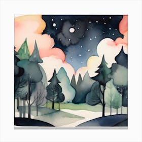 Forest At Night Canvas Print