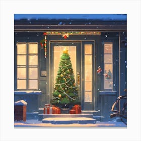Christmas Decoration On Home Door Golden Ratio Fake Detail Trending Pixiv Fanbox Acrylic Palette (7) Canvas Print