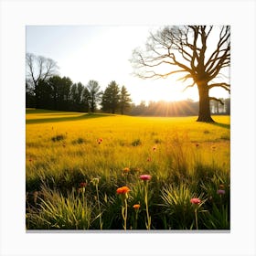 Sunset In A Field Canvas Print