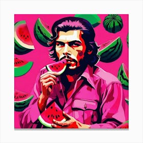 Che Guevara eating a watermelon Canvas Print