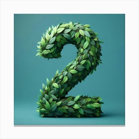 Number Two Made Of Leaves Canvas Print