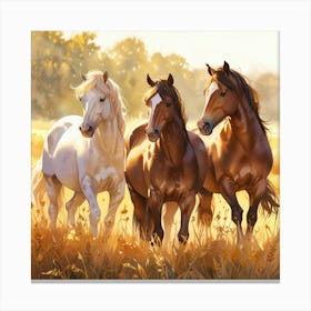 Horses In The Field 1 Canvas Print