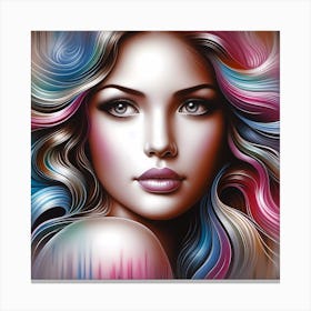 Portrait Of A Woman With Colorful Hair Canvas Print