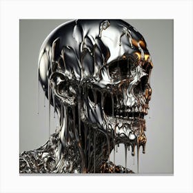 Skull In Silver Canvas Print