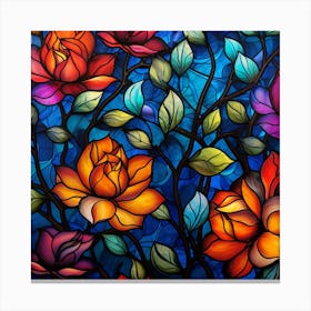 Stained Glass Roses Canvas Print