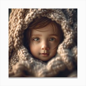Little Girl In A Blanket Canvas Print
