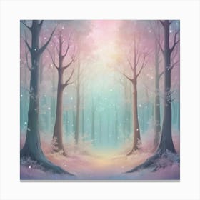 A Fantasy Forest With Twinkling Stars In Pastel Tone S 1 Canvas Print