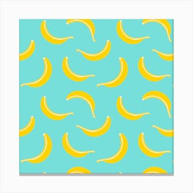 BANANA SMOOTHIE Fun Retro Fresh Tropical Fruit in Yellow and Cream on Turquoise Blue Canvas Print