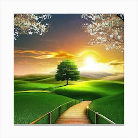 Tree In A Field 5 Canvas Print