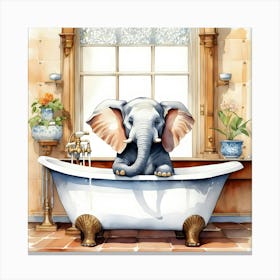 Elephant In Bathtub 10 Canvas Print