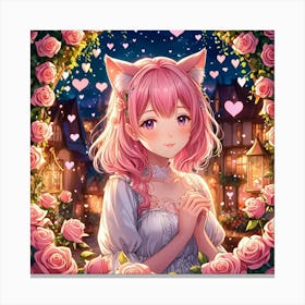 Anime Girl With Pink Hair Canvas Print