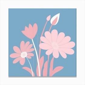 A White And Pink Flower In Minimalist Style Square Composition 444 Canvas Print