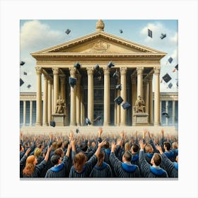 Graduation Celebration Wall Print Art A Joyful Depiction Of Students Celebrating Their Achievements, Perfect For Inspiring Success And Academic Pride In Any University Setting Canvas Print