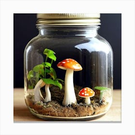 Cute terrarium with a little mushroom Canvas Print