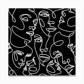 Black and White People Faces Canvas Print