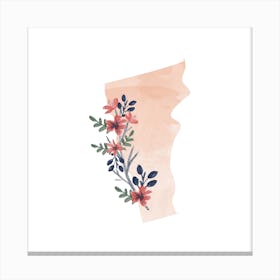 Vermont Watercolor Floral State Canvas Print