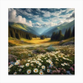 Daisies In The Meadow Canvas Print