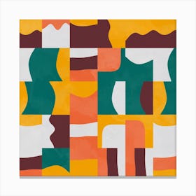 Blocks Cubes Green Orange Square Canvas Print