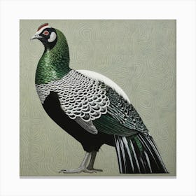 Ohara Koson Inspired Bird Painting Pheasant 6 Square Canvas Print