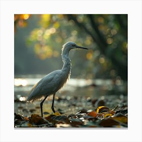 Egret In The Forest Canvas Print